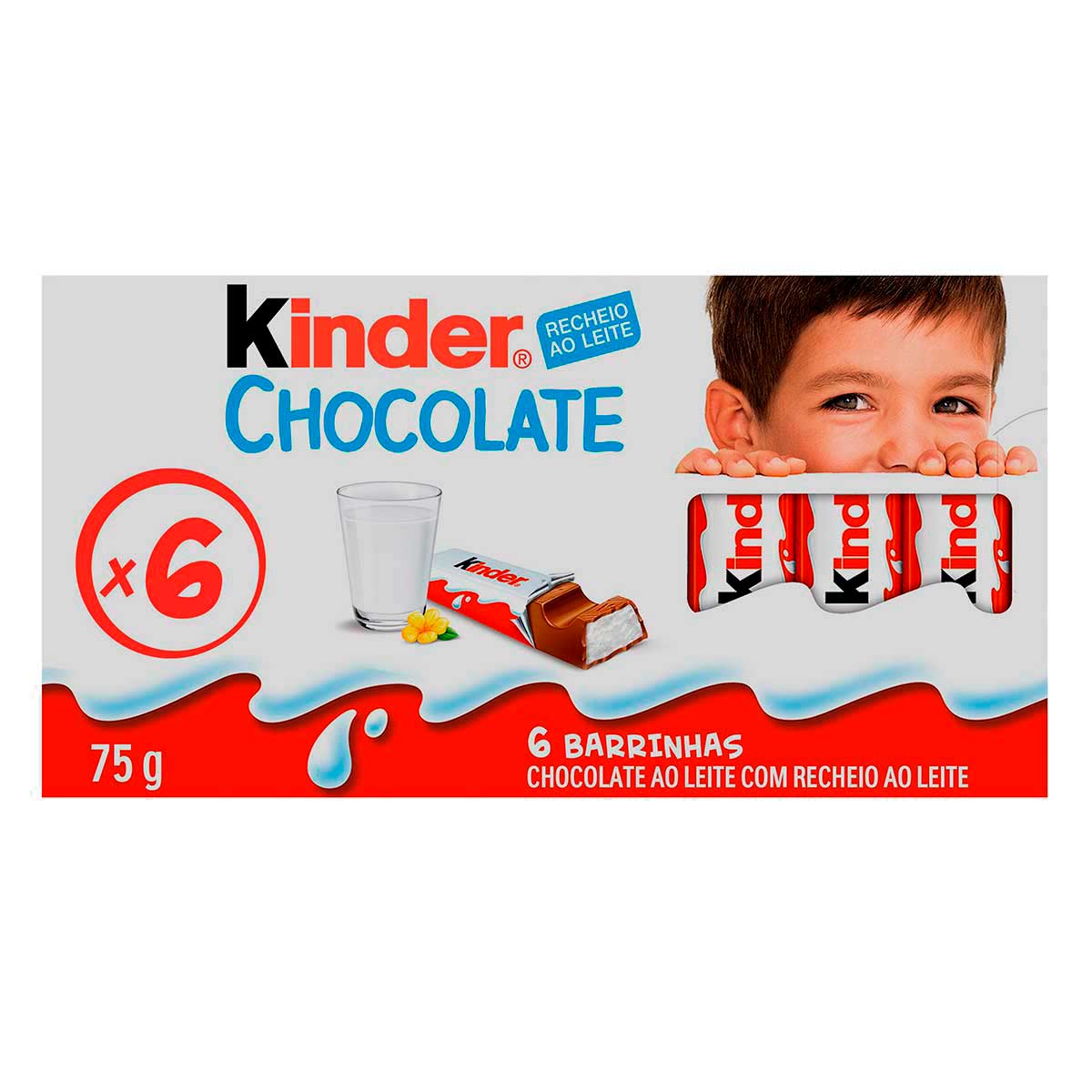 Kinder Chocolate Ao leite 75g  6 Barrinhas