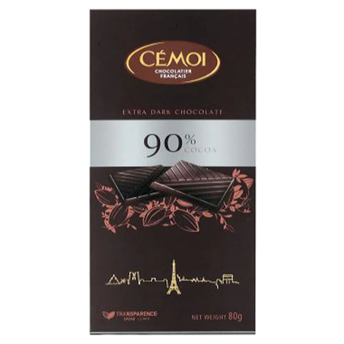 Chocolate Amargo 90% Cacau Cemoi Extra Dark Chocolate em Tablete 80 g