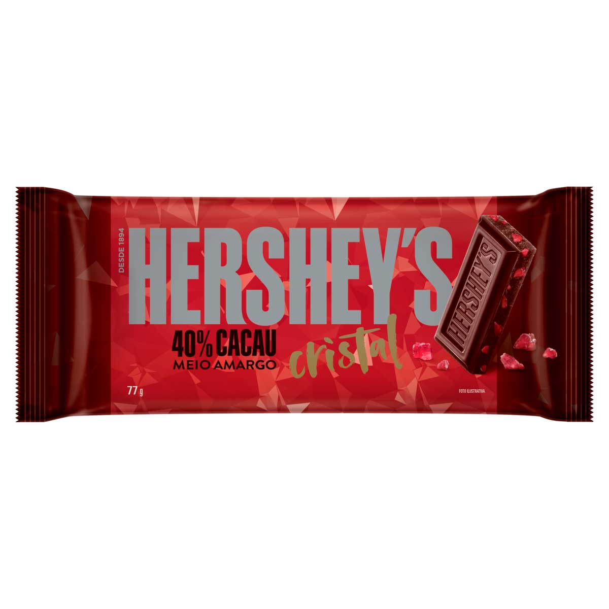 Chocolate Meio Amargo 40% Cacau Cristal Hershey&apos;s 77g