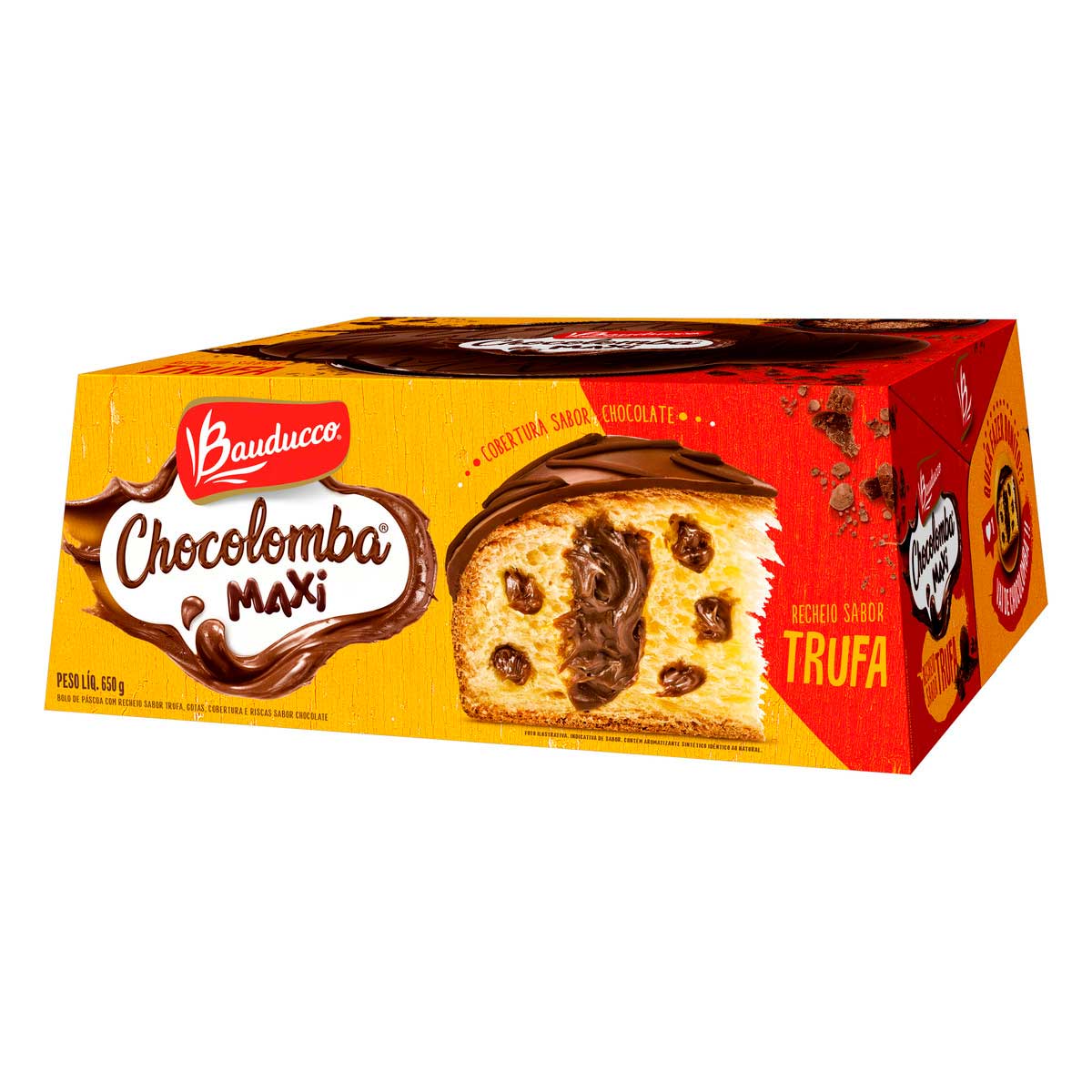 Bolo de Páscoa Recheio Trufa Cobertura Chocolate Bauducco Chocolomba Maxi Caixa 650 g