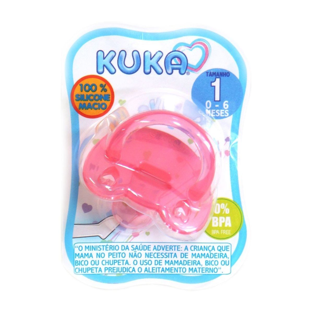 Chupeta de Silicone Soft Ortodôntica N1 Rosa Kuka