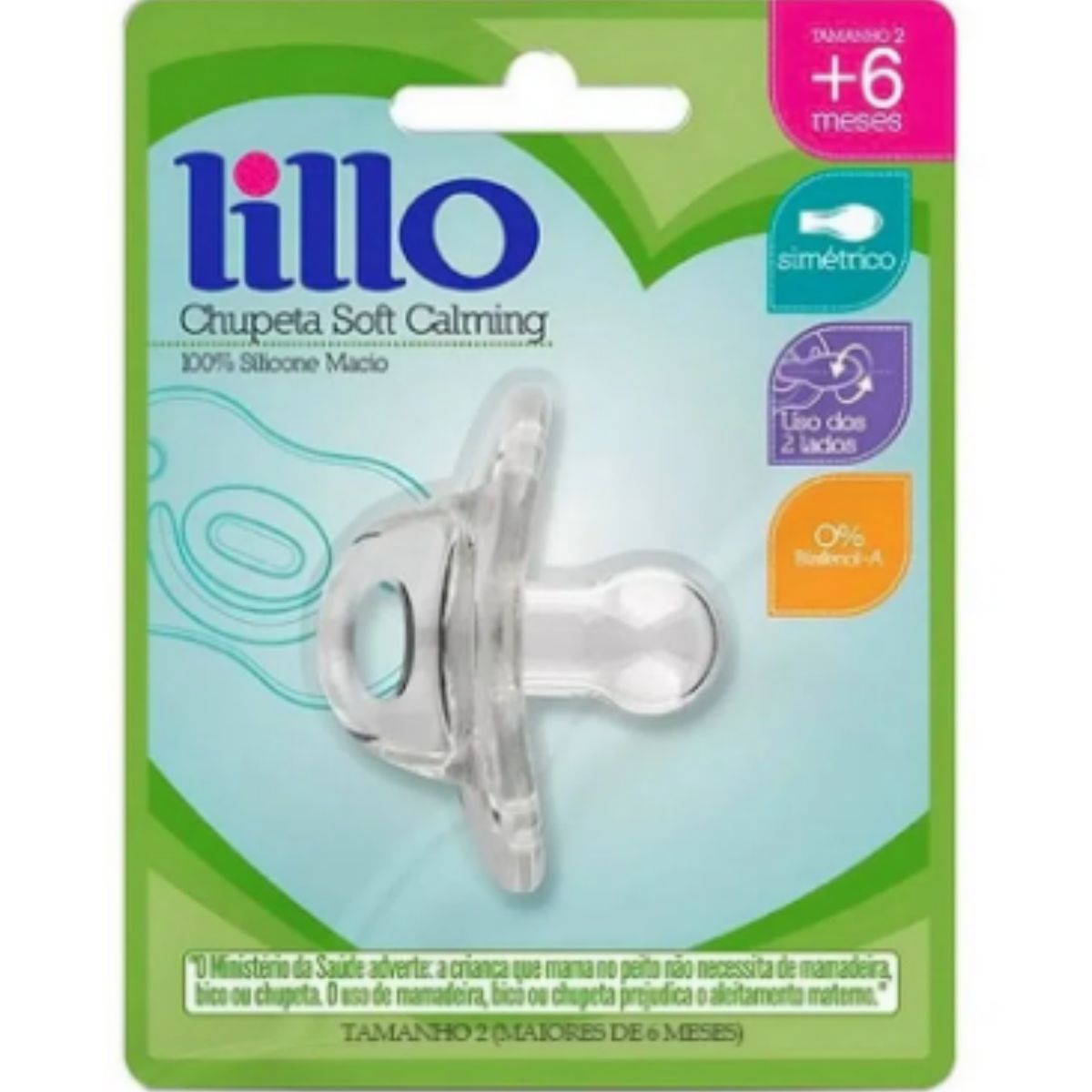 Chupeta de Silicone Lillo Soft Calming Tamanho 2 Transparente