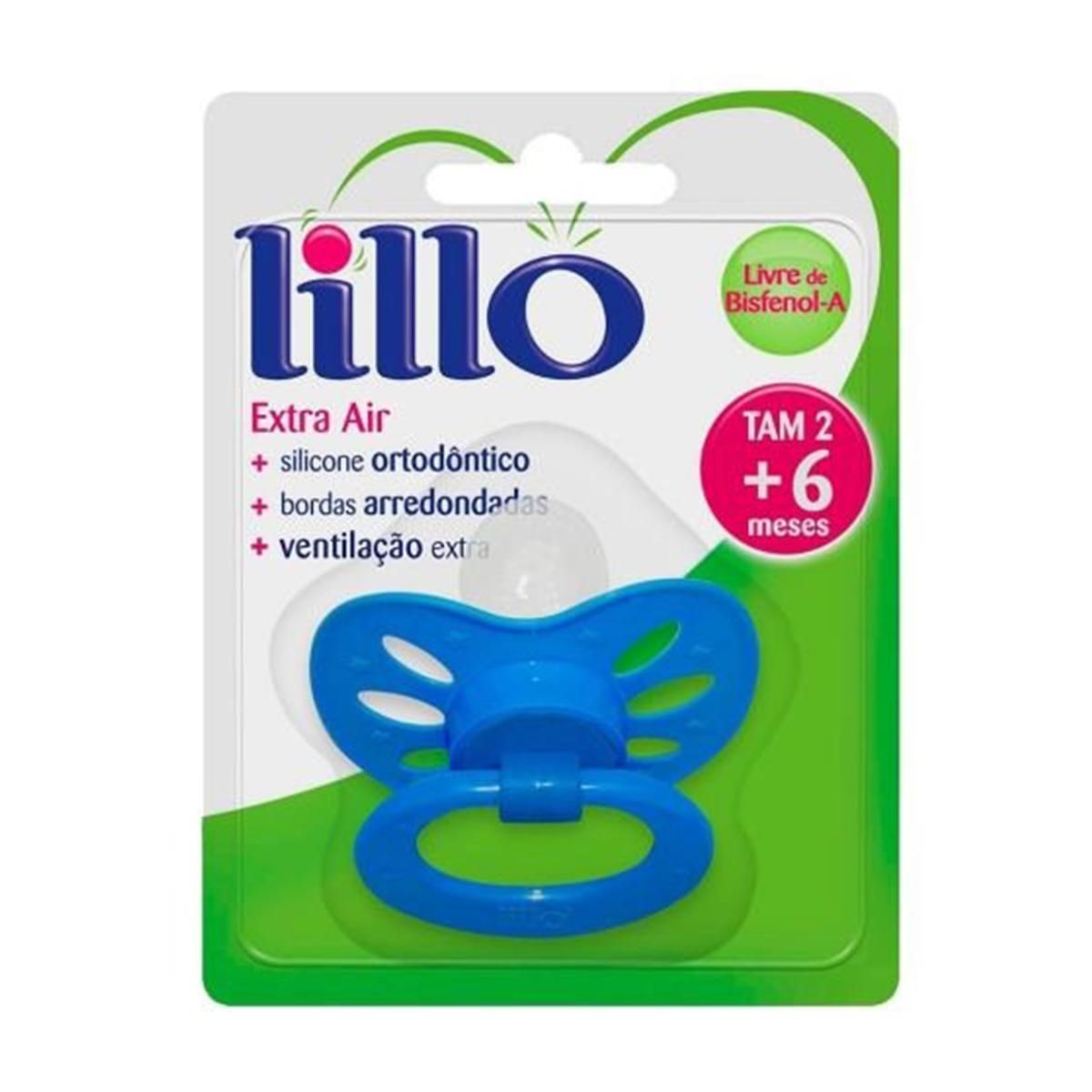 Chupeta Lillo Extra Air Silicone Ortodôntico Azul Tamanho 2 Com 1 Unidade