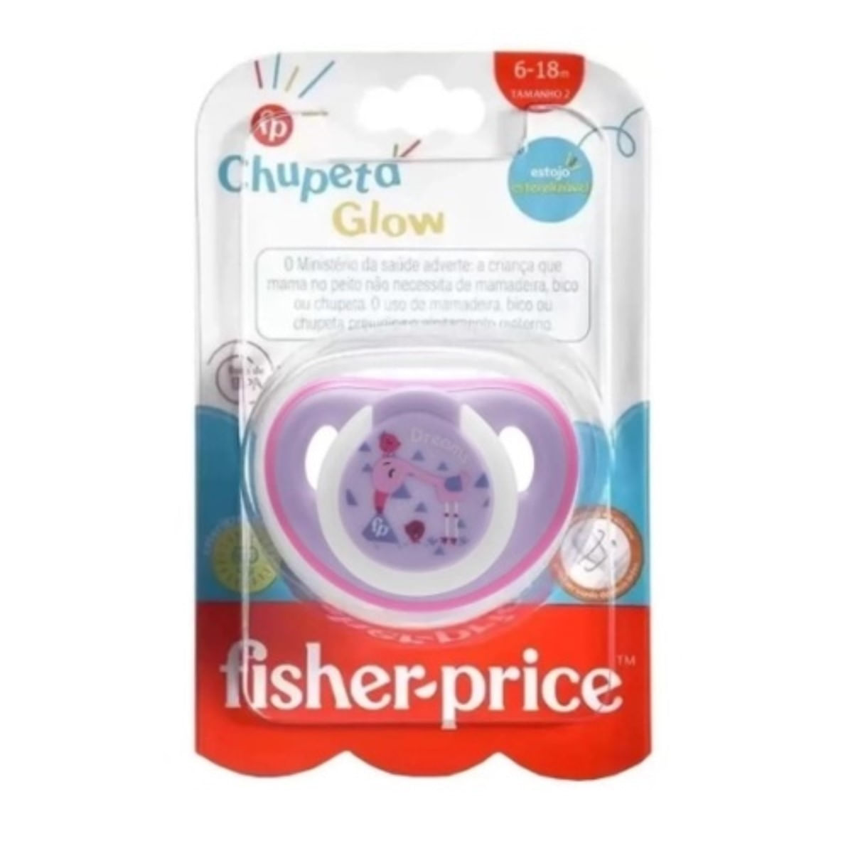 Chupeta Glow Rosa 0-6 meses Tamanho 1 Fisher-Price