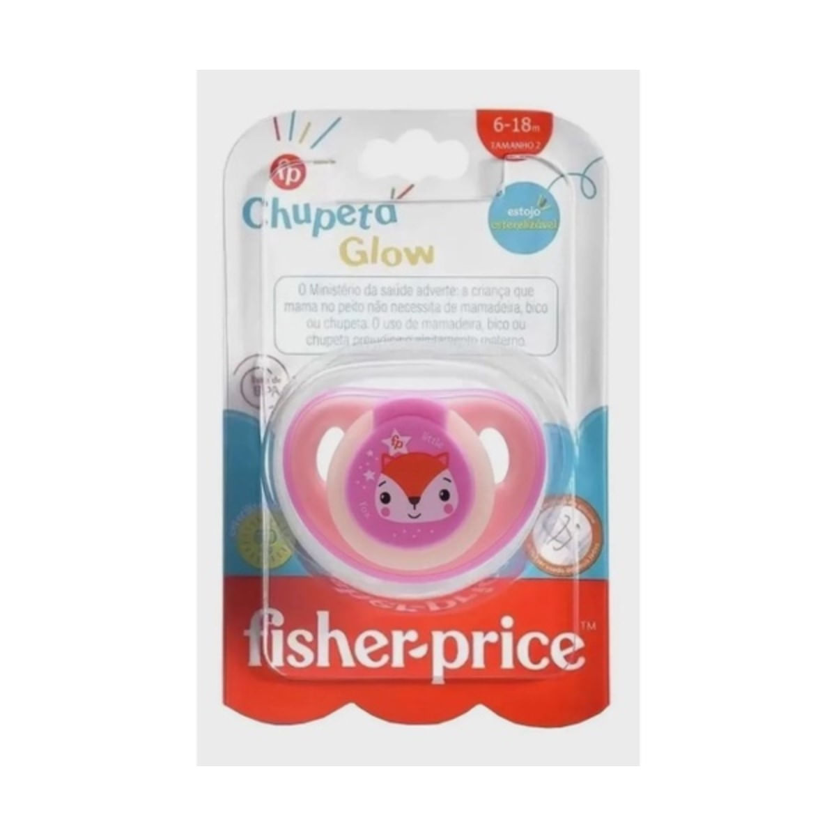 Chupeta Glow Rosa 6-18 meses Tamanho 2 Fisher-Price