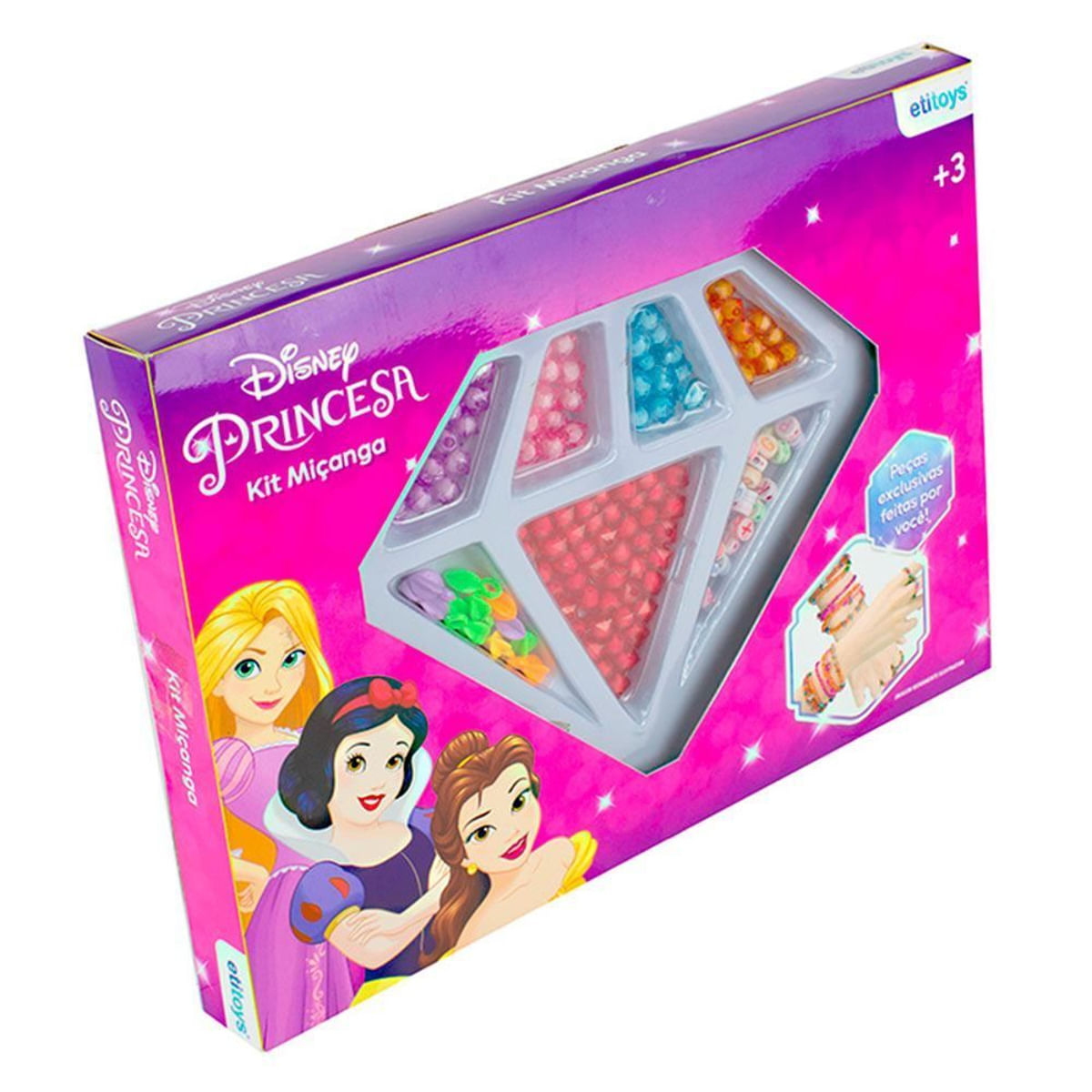 Conjunto Miçanga Princesas 120 Peças Etitoys