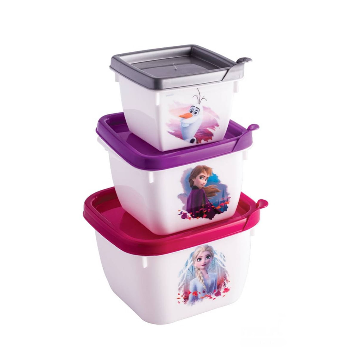 Conjunto Pote de Plástico Frozen 3 Peças Plasútil