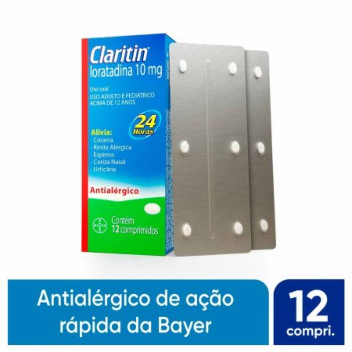 Antialérgico Claritin 10mg Com 12 Comprimidos