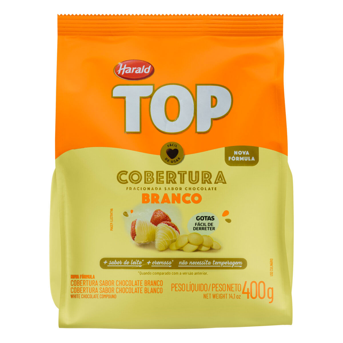 Cobertura de Chocolate Branco em Gotas Fracionada Top 400g