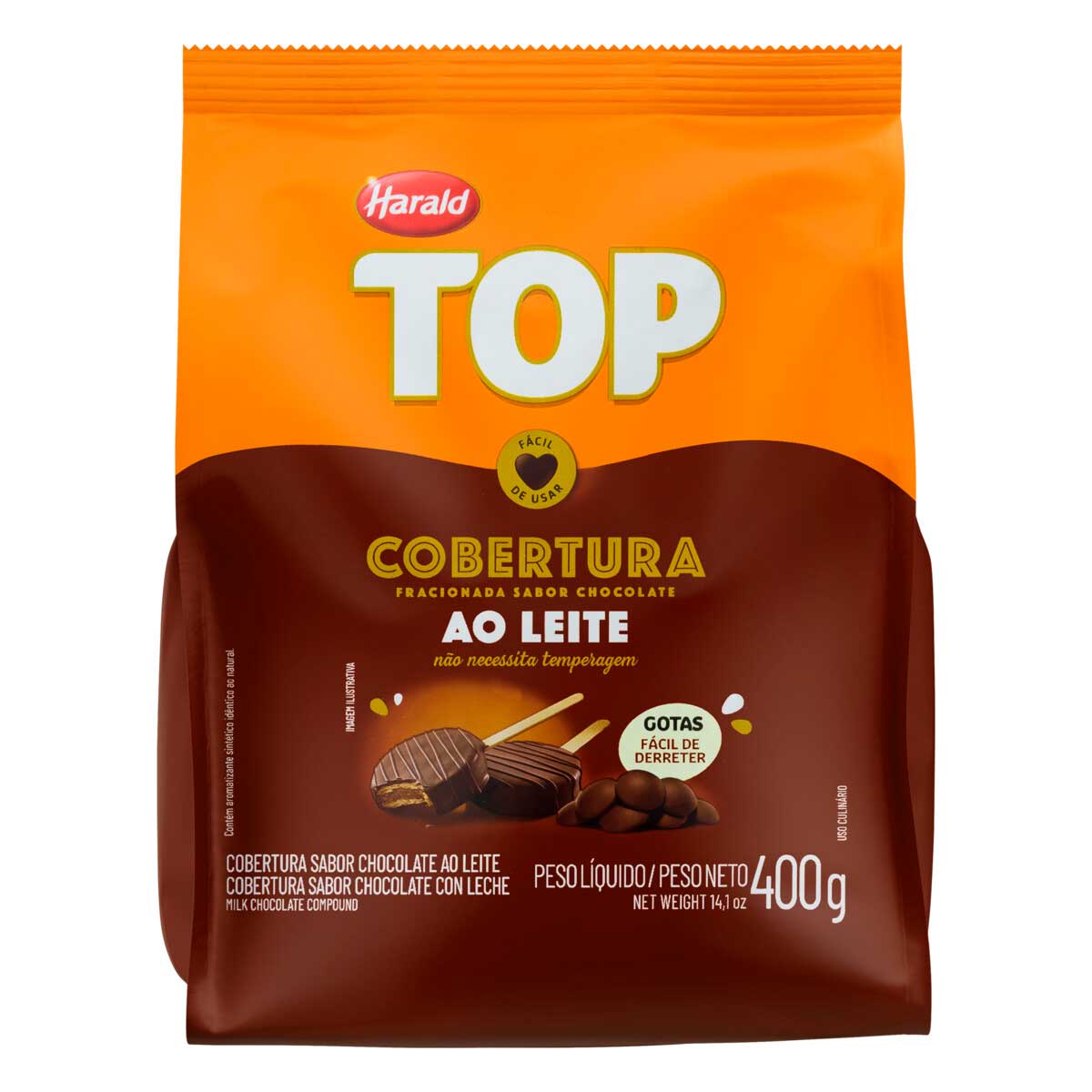 Cobertura em Gotas de Chocolate ao Leite Fracionada Top 400g