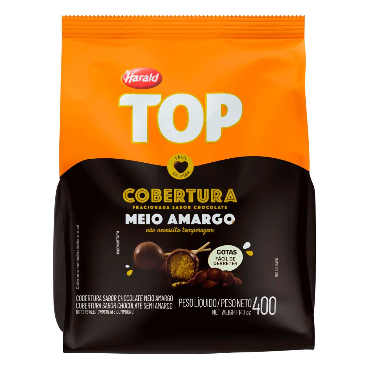 Cobertura em Gotas de Chocolate Meio Amargo Fracionada Top 400g