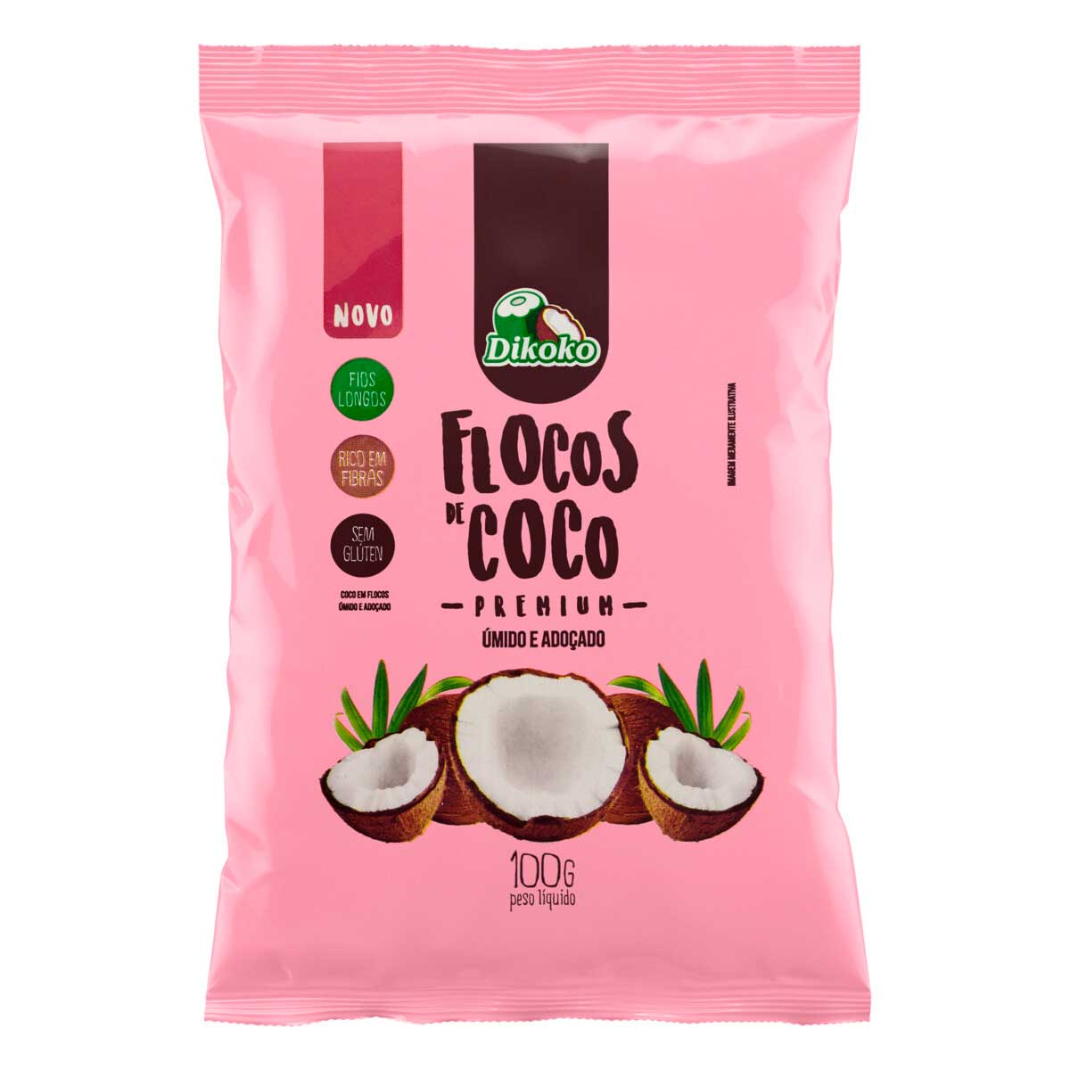 Coco Ralado Úmido Adoçado em Flocos Dikoko Premium 100g