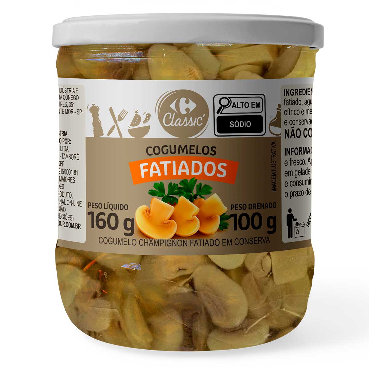 Cogumelo Champignon Fatiado em Conserva Carrefour 100g