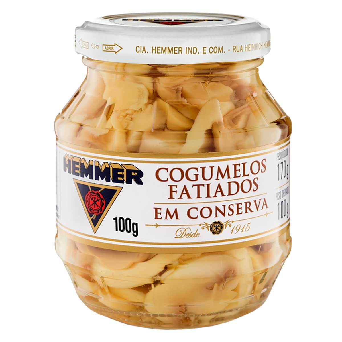 Cogumelo em Conserva Fatiado Hemmer Vidro 100 g