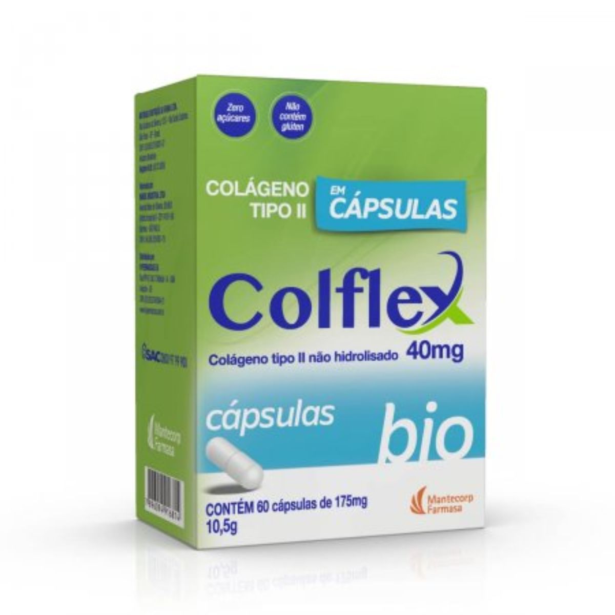 Colágeno Colflex BIO Não Hidrolisado 40mg Com 60 Cápsula