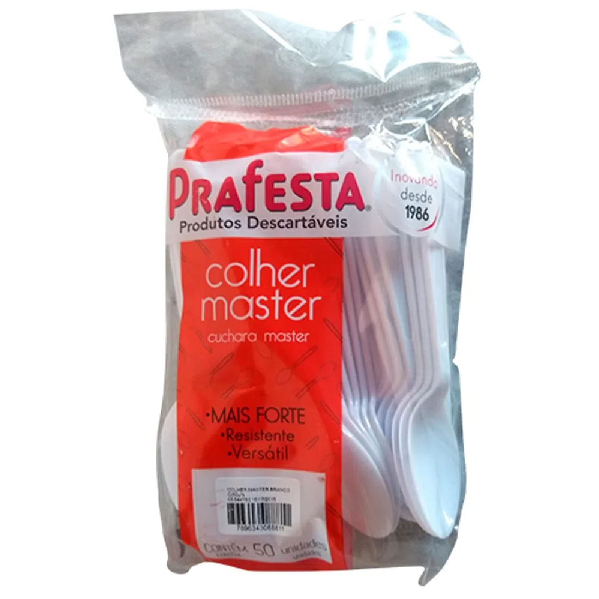 Colher Descartável Master Branca Prafesta 50 Unidades