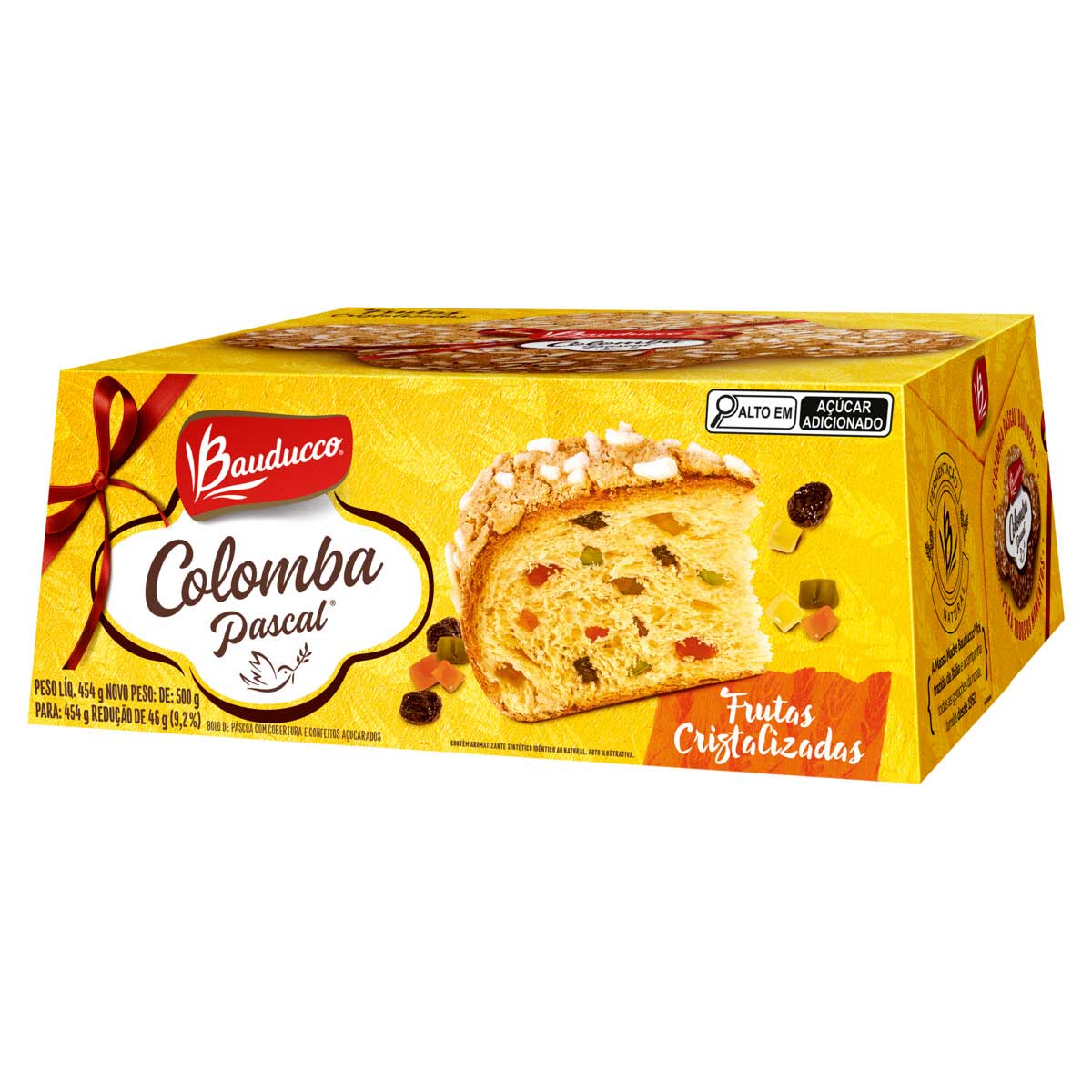 Bolo de Páscoa com Frutas Cristalizadas com Cobertura e Confeitos Açucarados Bauducco Colomba Pascal 454g