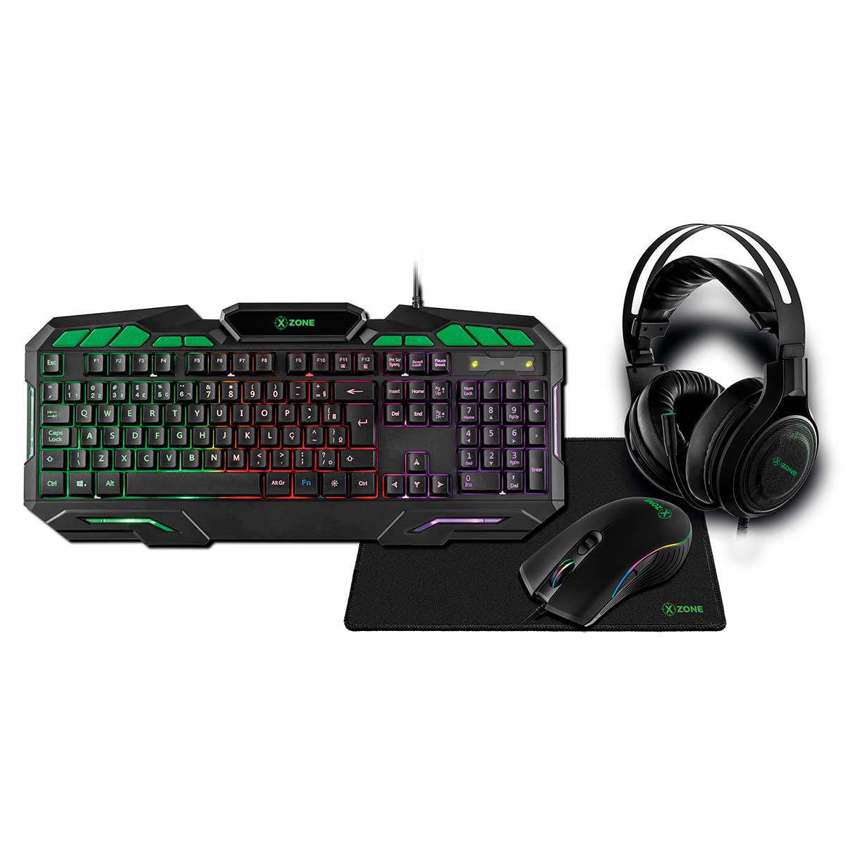 Teclado, Mouse, Headset e Mousepad USB GTC-02 Xzone Preto