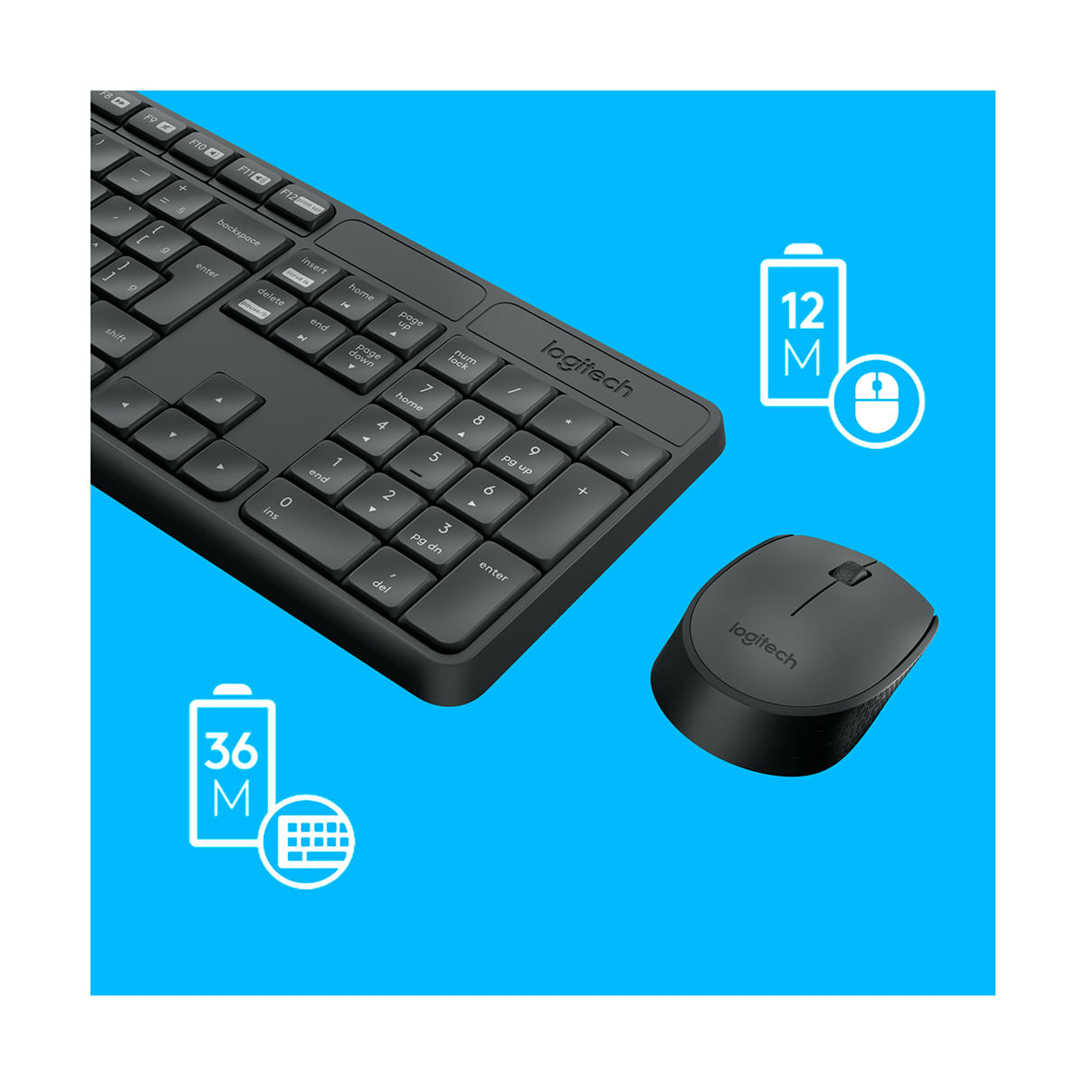 Combo Teclado e Mouse sem fio Logitech MK235 com Conexão USB, Pilhas Inclusas e Layout ABNT2