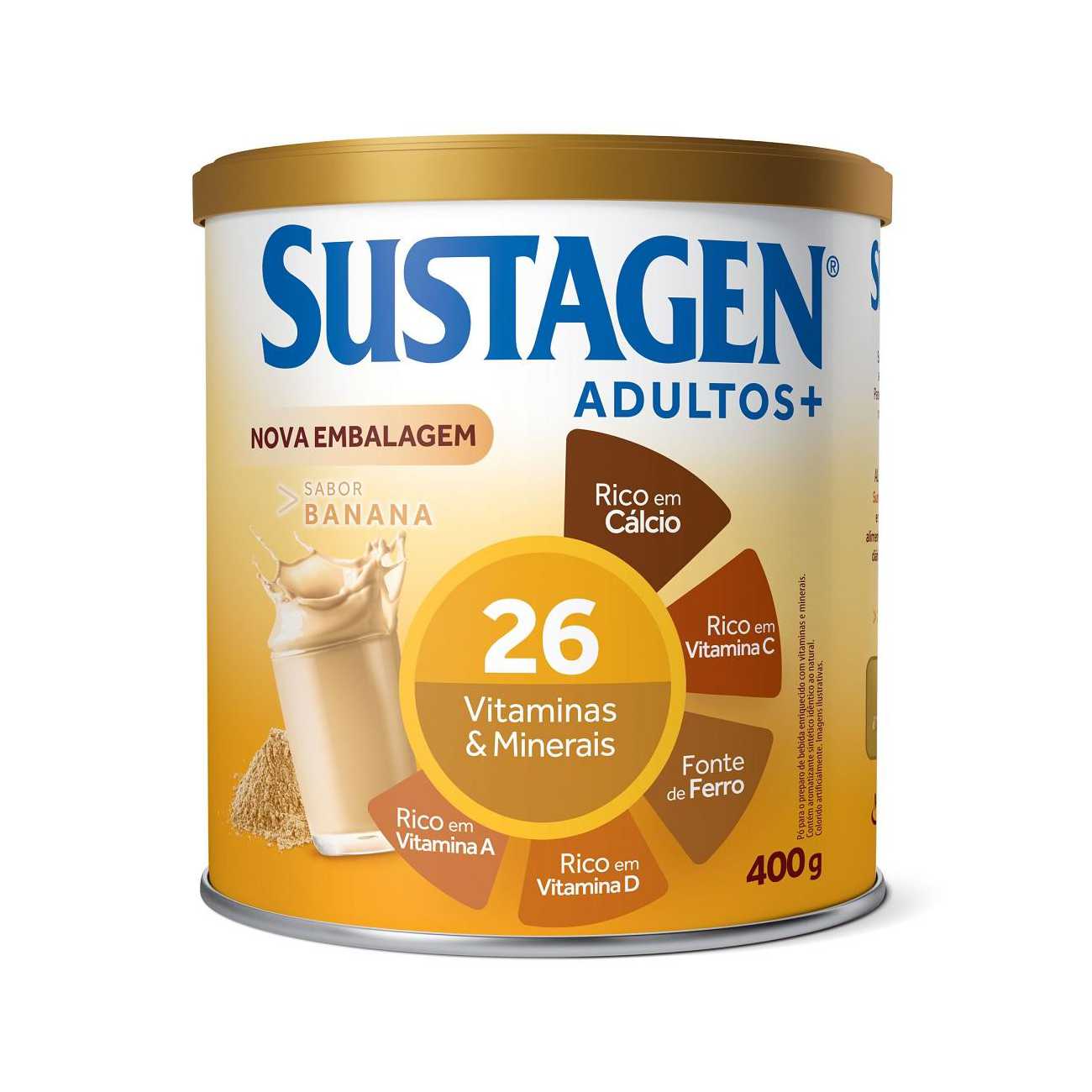 Complemento Alimentar Sustagen Adultos Sabor Banana Lata 400 g