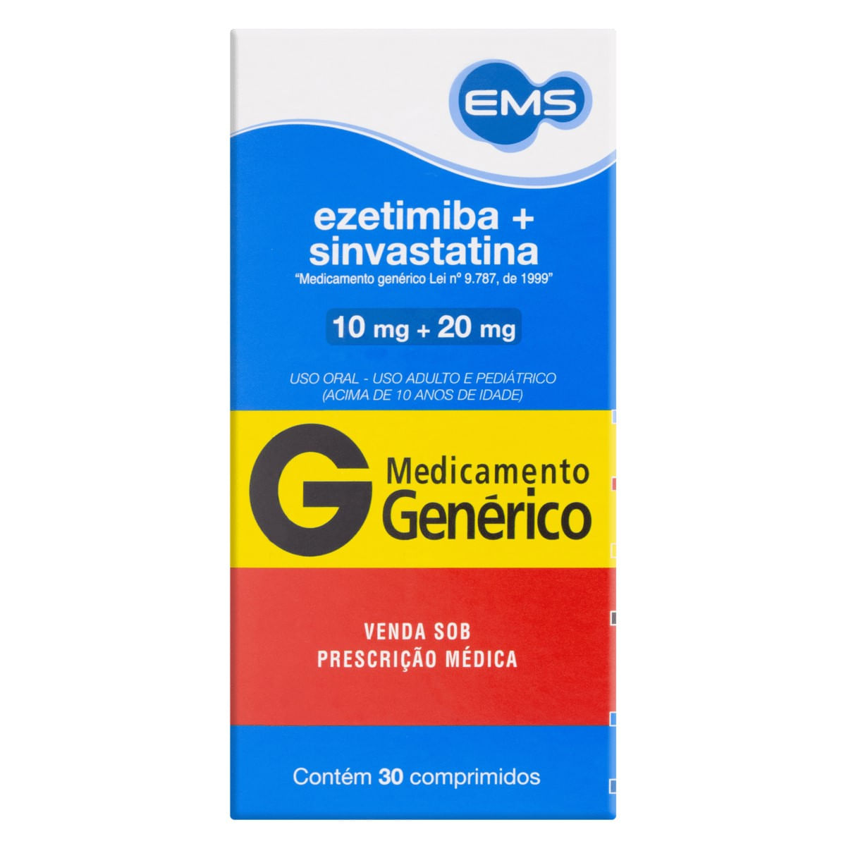 Comprimido Ezetimiba 10mg Sinvastatina 20mg EMS 30un