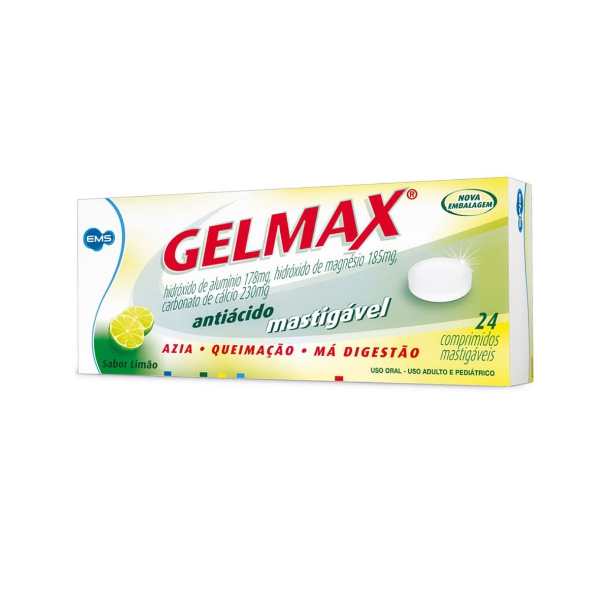 Comprimidos Mastigáveis Limão Gelmax 24un