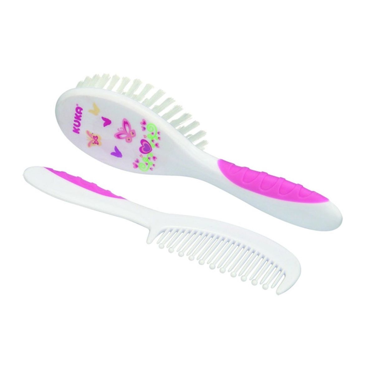 Conjunto Escova de Cabelo Kuka Soft 7258 Rosa