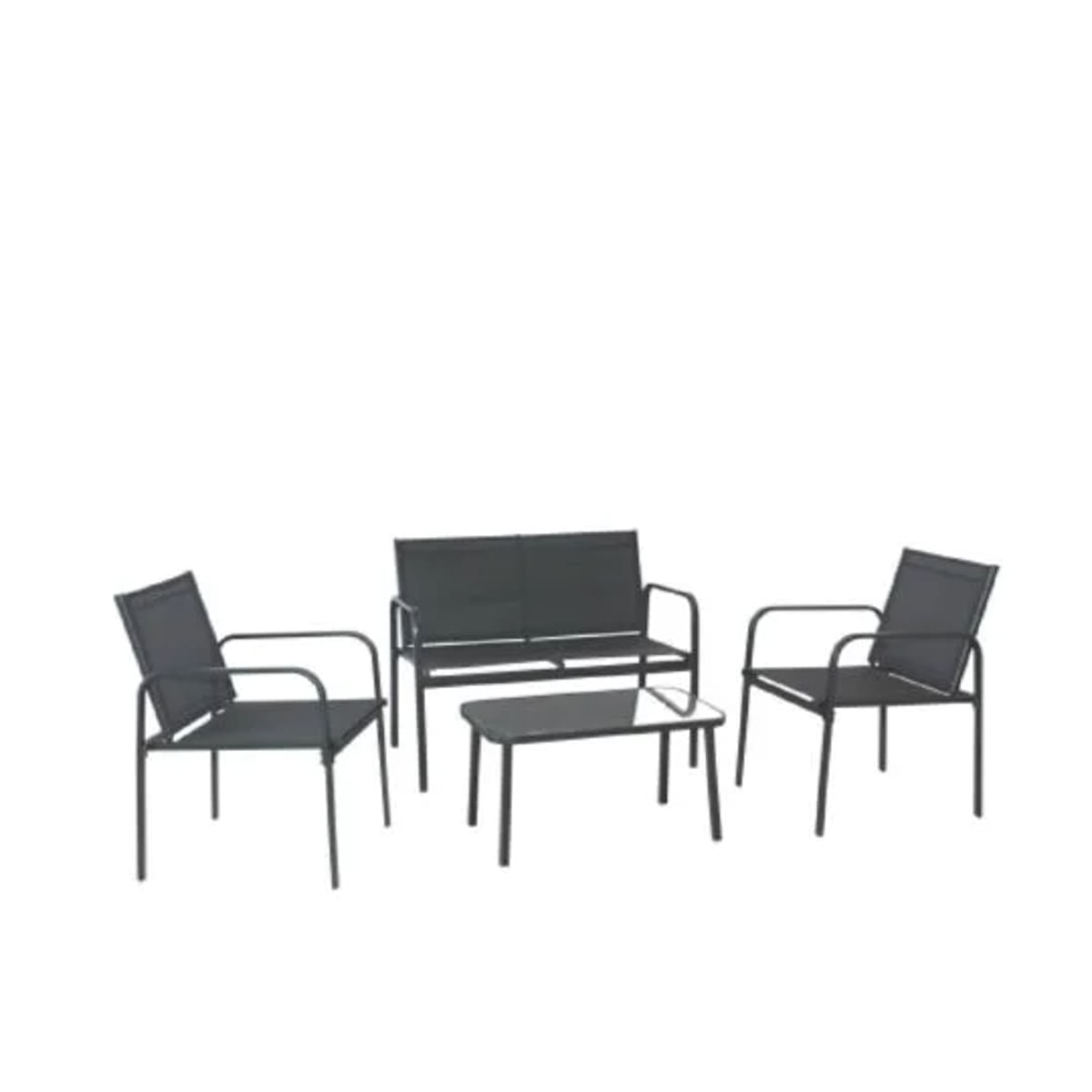 Conjunto de Mesa Cinza Escuro para Jardim com 4 Peças Carrefour