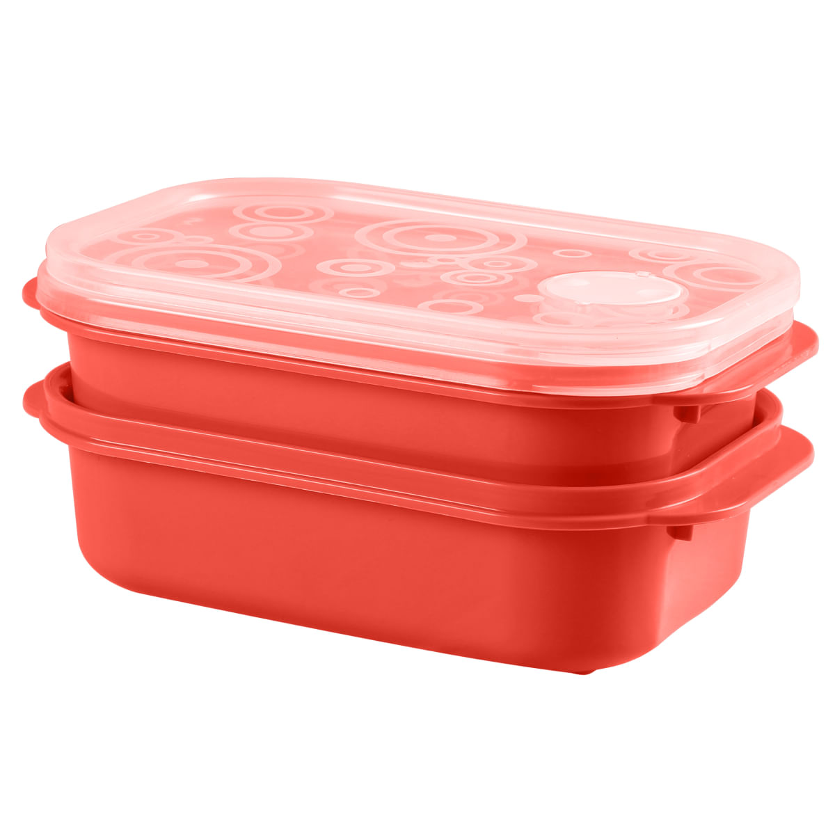 Conjunto de Potes Plásticos Carrefour HO183633 com 2 Peças Vermelho