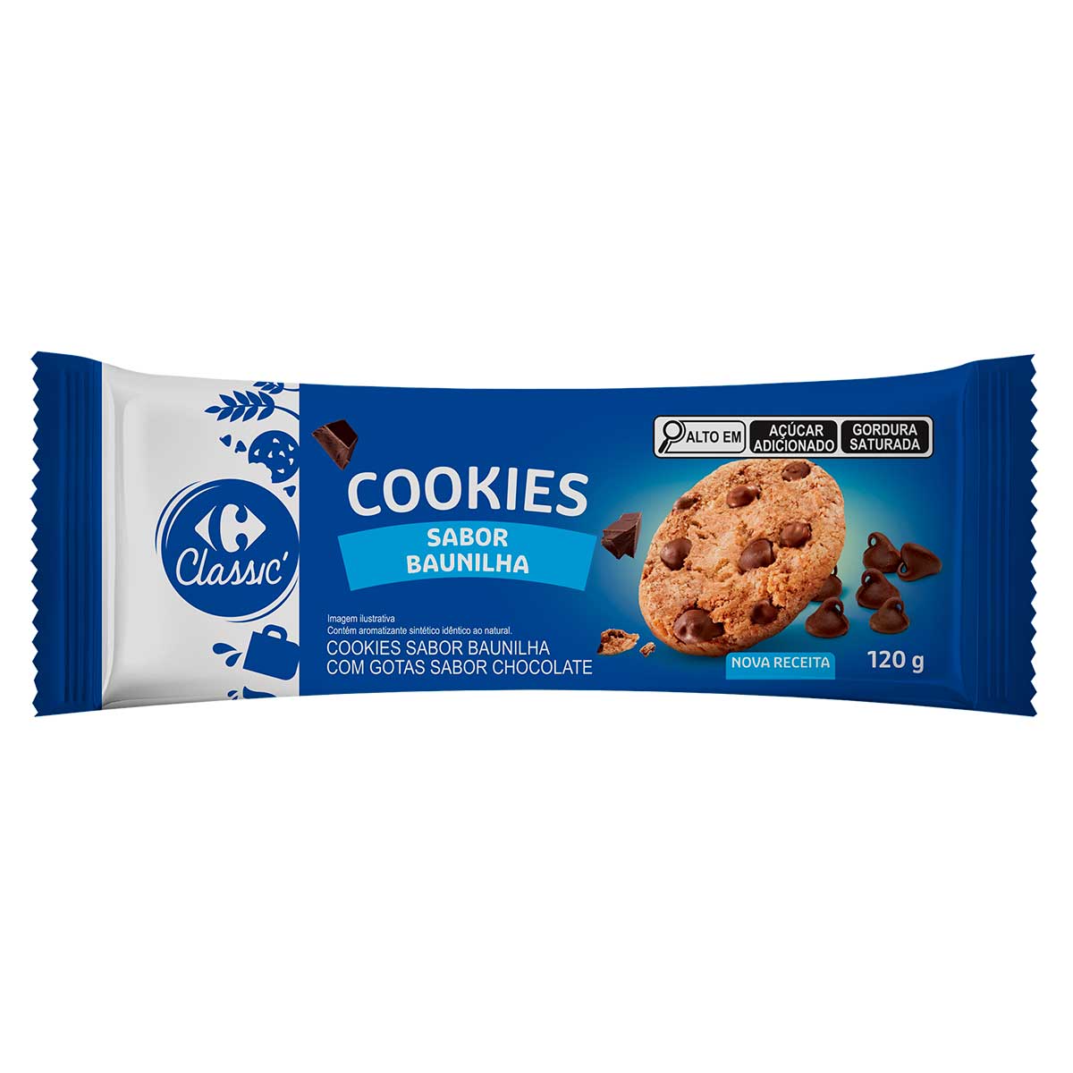 Cookie Carrefour Baunilha com Gotas de Chocolate 120g