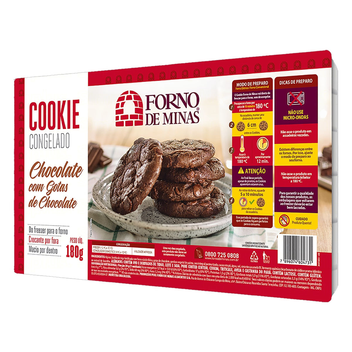 Cookie Congelado Chocolate com Gotas de Chocolate Forno de Minas 180 g