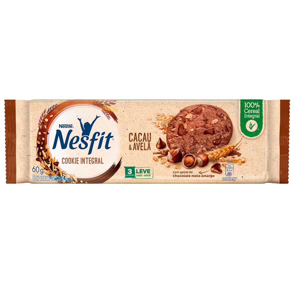 Cookie Nesfit Cacau e Avelã 60 g