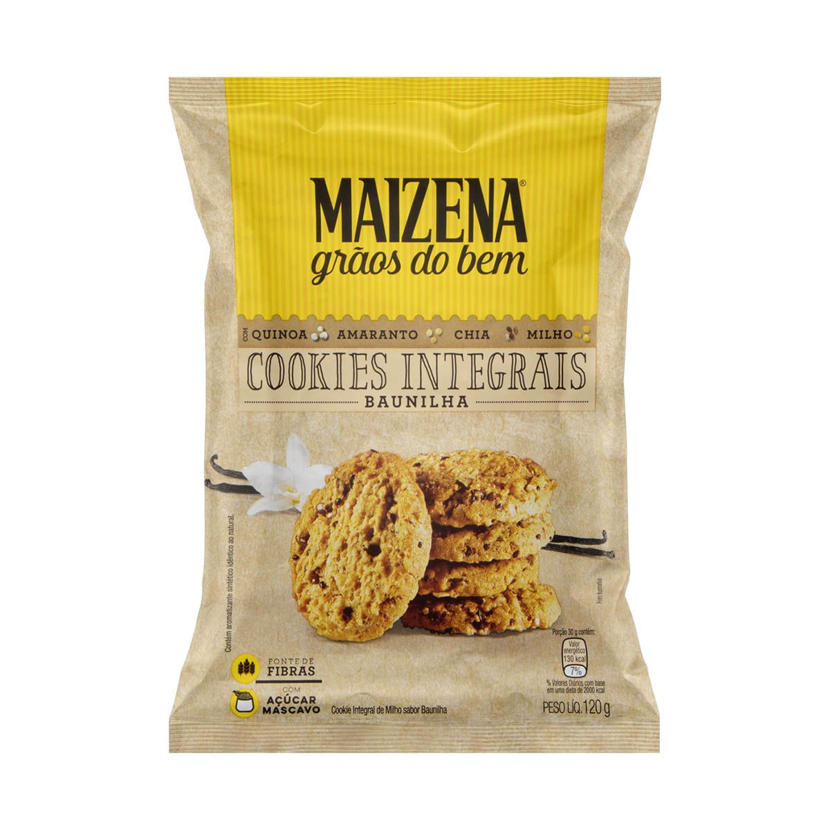 Cookie Integral de Baunilha Maizena Grãos do Bem 120g