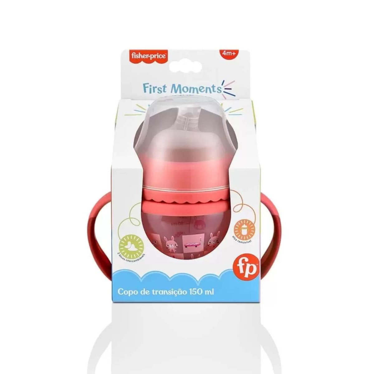 Copo de Transição First Moments com Alças Removíveis Rosa 150 ml Fisher-Price