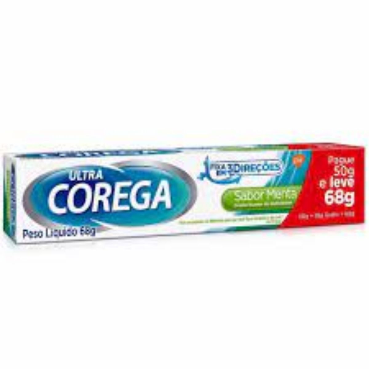 Creme Fixador de Dentadura Ultra Sabor Menta Pague 50 g  Leve 68 g