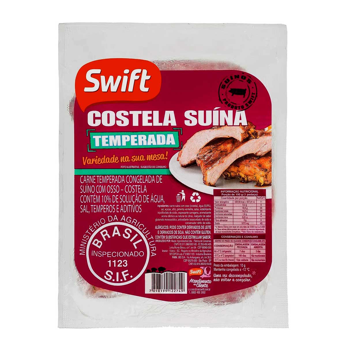 Costela Suína Temperada Congelada Swift 800 g