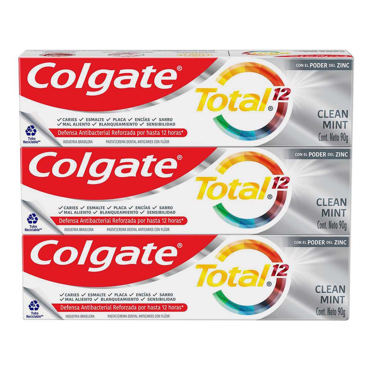 Creme Dental Colgate Total 12 Clean Mint 3 Unidades 90g Preço Especial