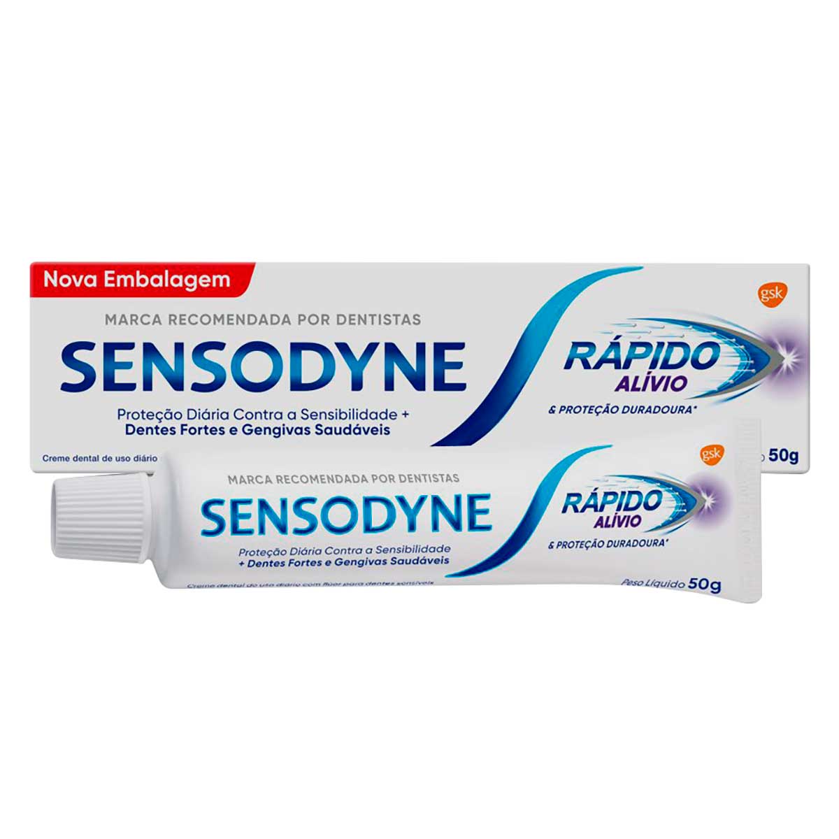 Creme Dental para Dentes Sensíveis Sensodyne Rápido Alívio Proteção contra Cárie 50g