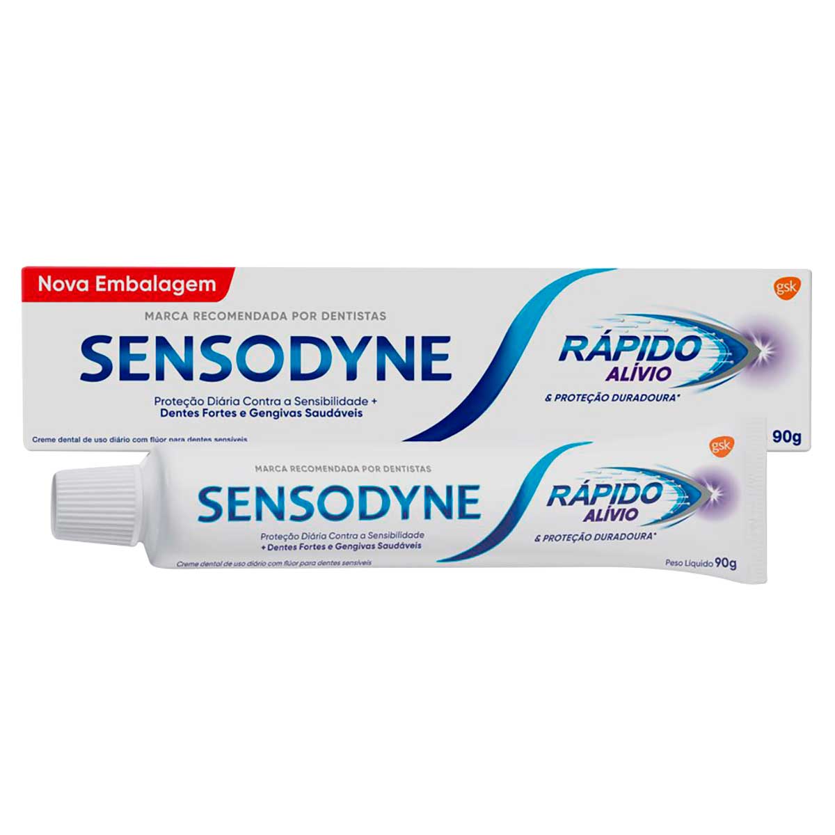 Creme Dental para Dentes Sensíveis Sensodyne Rápido Alívio Proteção contra Cárie 90g