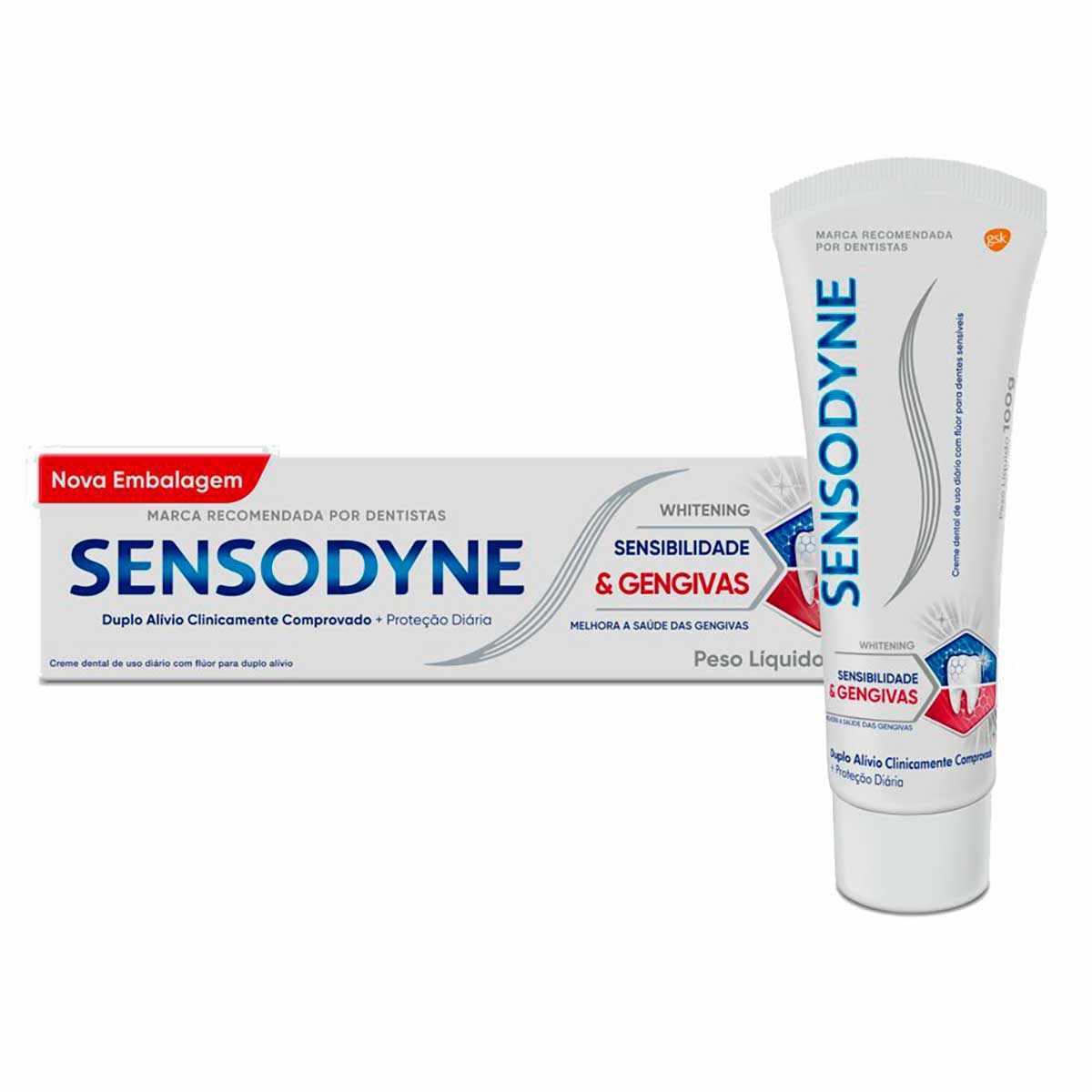 Creme Dental para Dentes Sensíveis e Sangramentos na Gengiva Sensodyne Whitening 100g