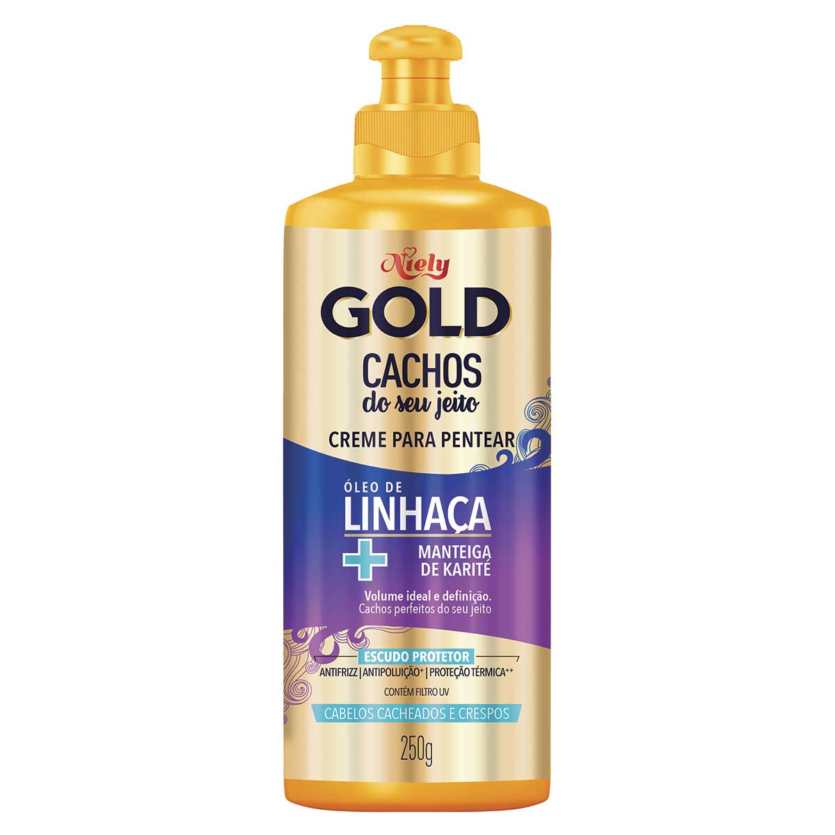 Creme para Pentear Niele Gold Cachos do Seu Jeito Óleo de Linhaça + Manteiga de Karité 250 g