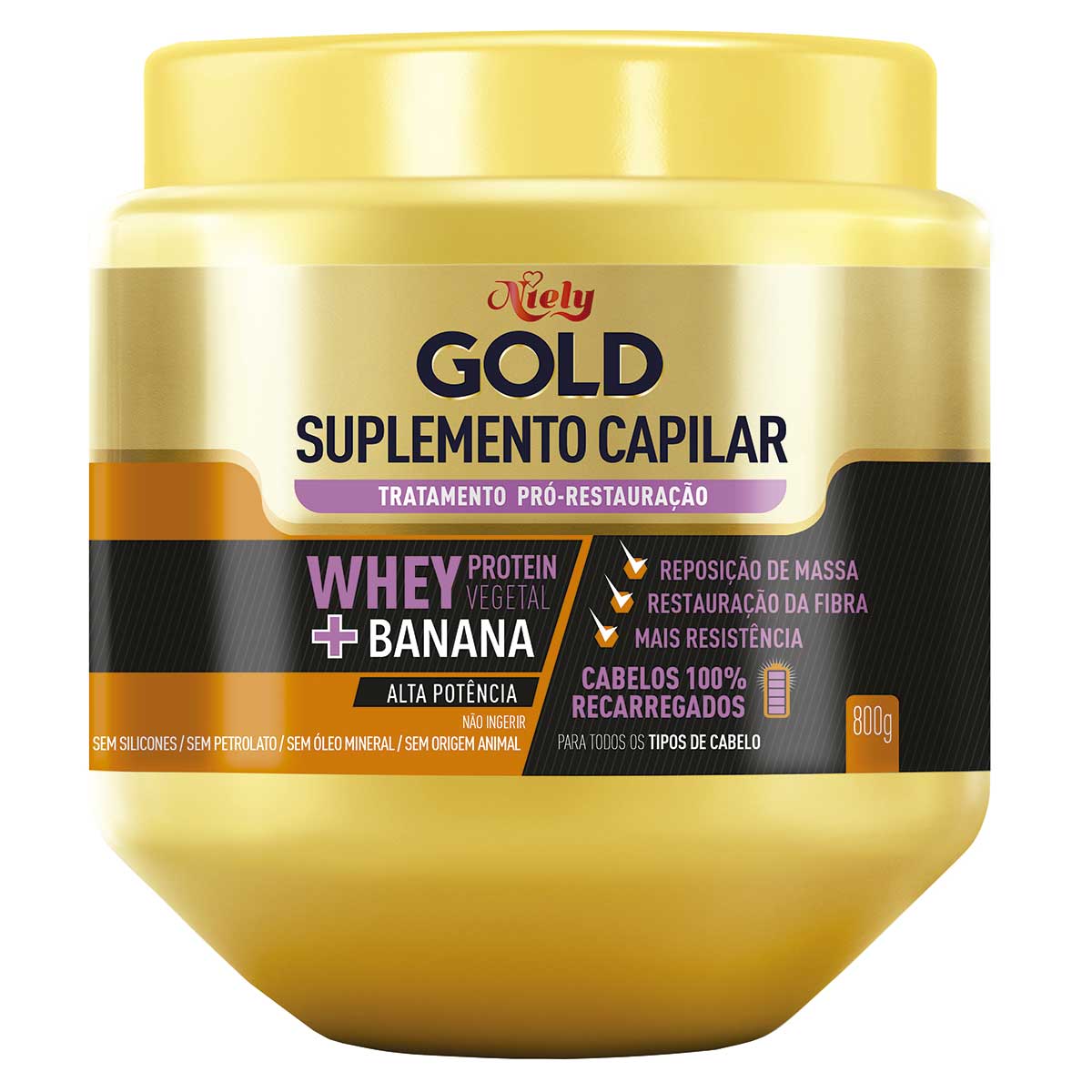 Creme de Tratamento Niely Gold Suplemento Capilar Restauração 800 g