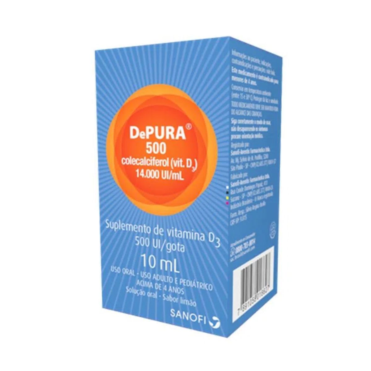 Vitamina D pura em gotas 500UI com 10 ml