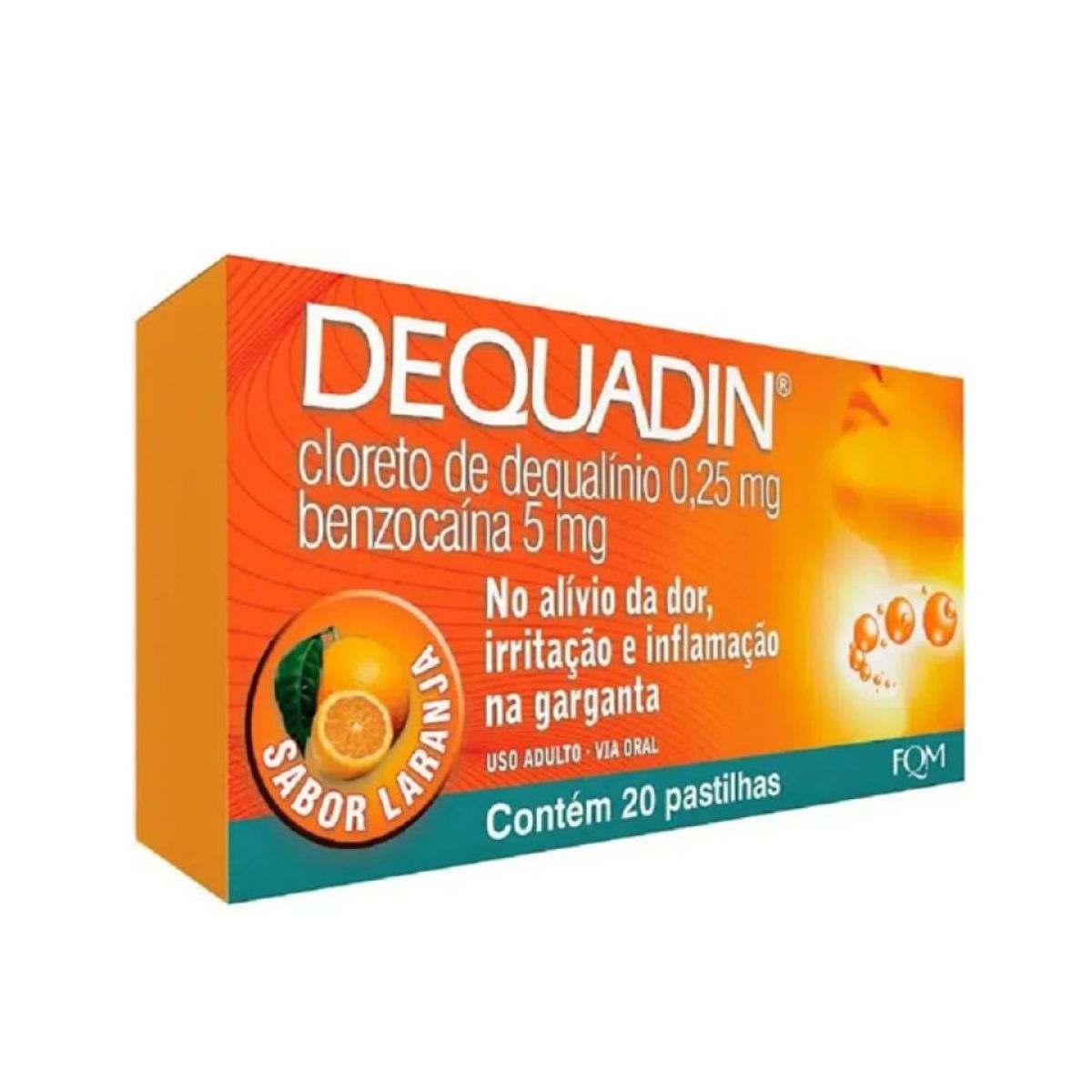 Dequadin sabor laranja com 20 pastilhas