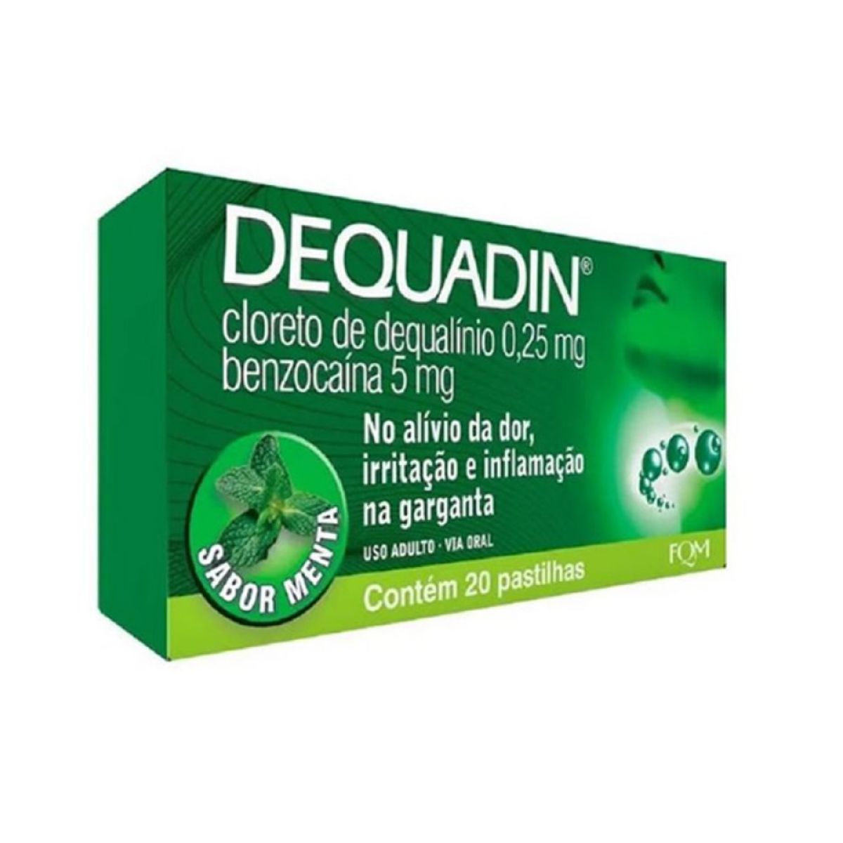 Dequadin sabor menta com 20 pastilhas