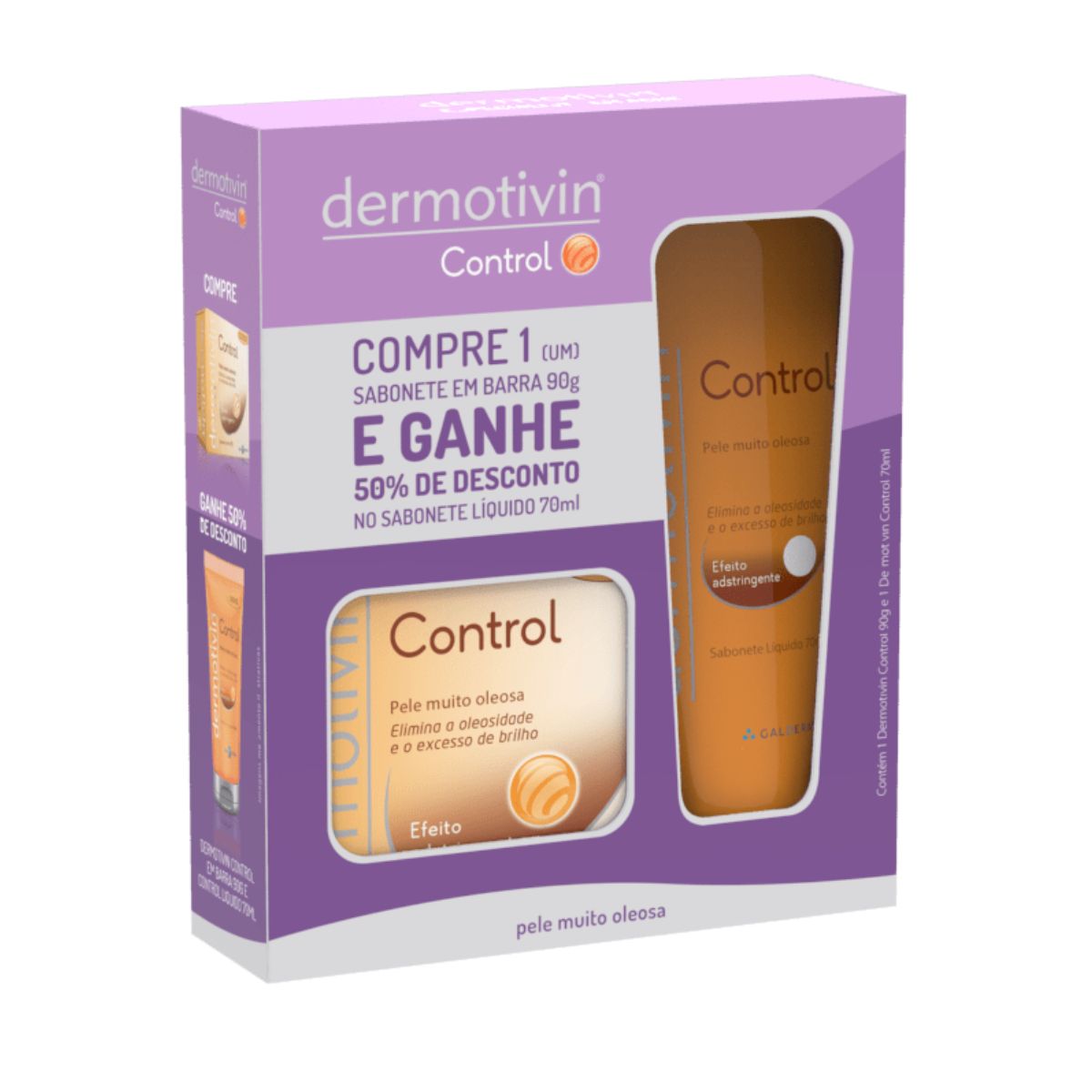 Sabonete Control + Sabonete Líquido Dermotivin com 50 % de Desconto 90g/70ml