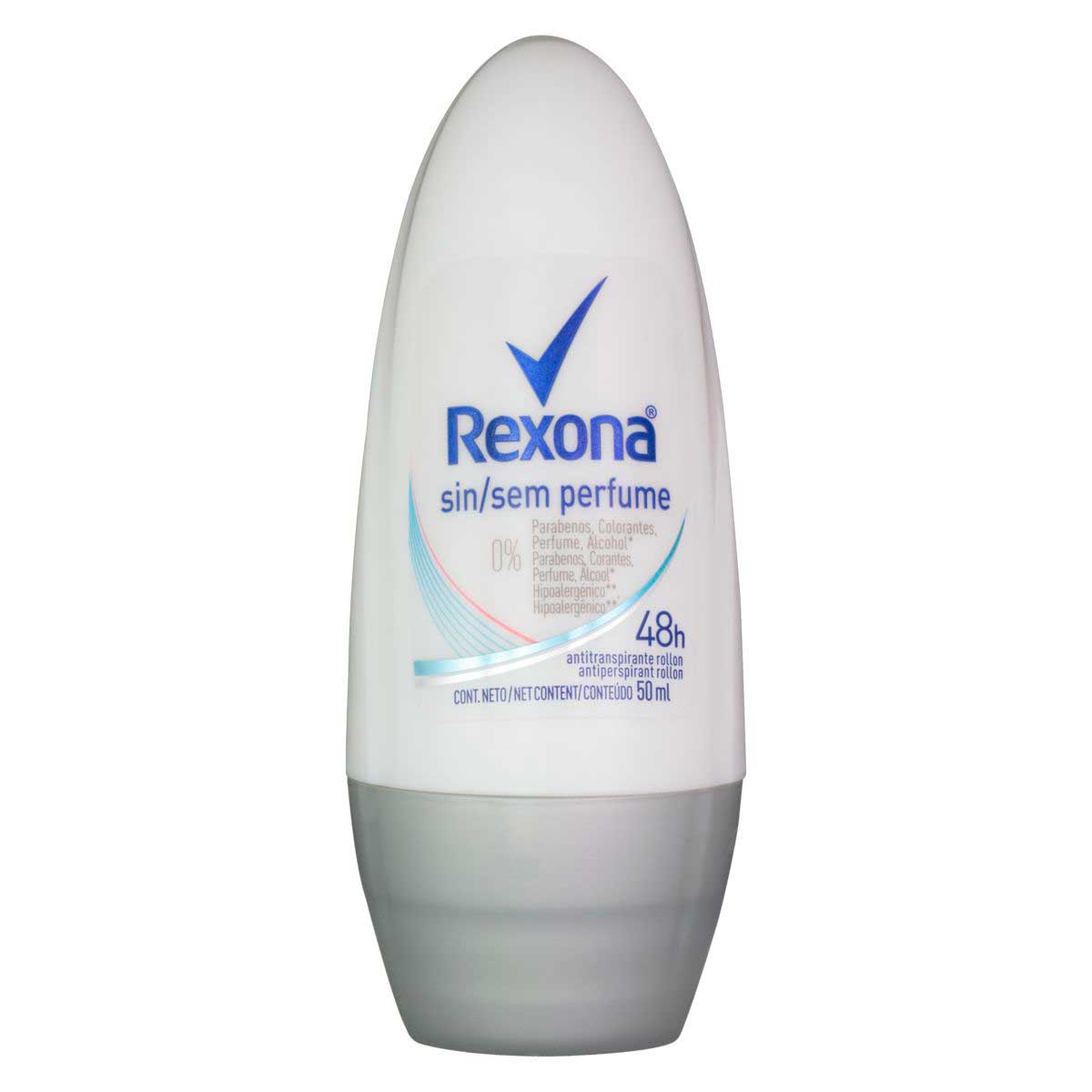 Desodorante Antitranspirante Roll On Rexona Sem Perfume 50ml