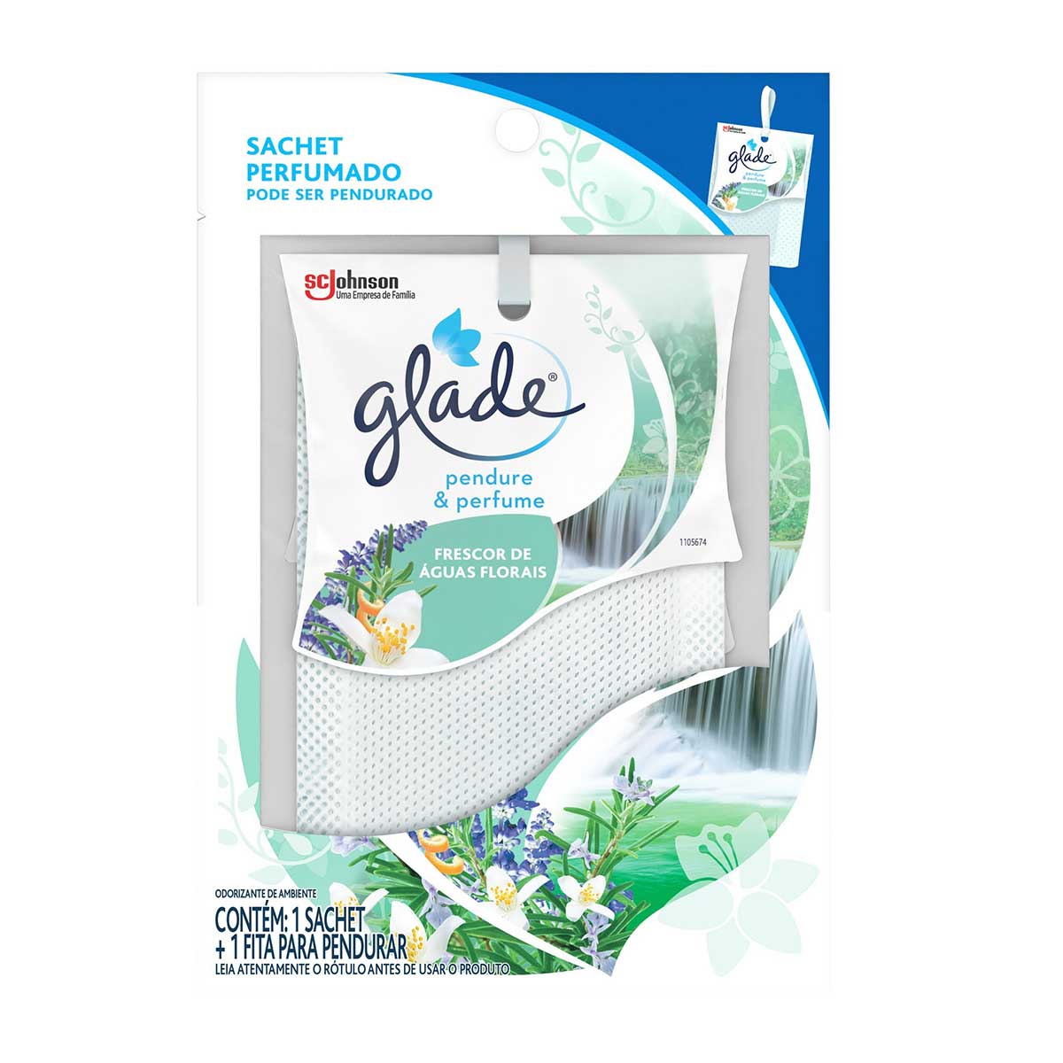 Desodorizador Glade Pendure e Perfume Frescor de Águas Florais 8 g