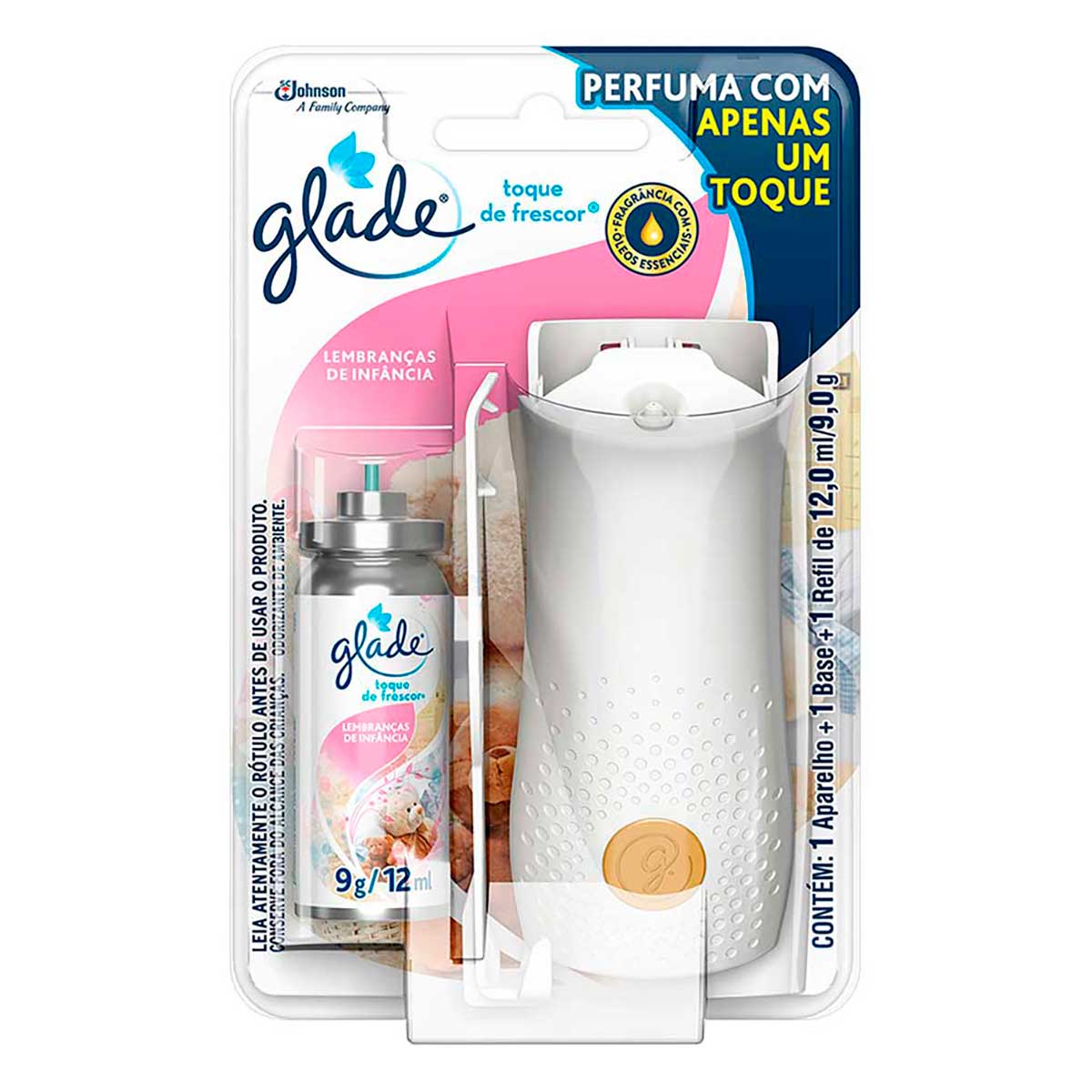 Desodorizador Glade Toque de Frescor Aparelho + Refil Lembrança De Infância 12 ml