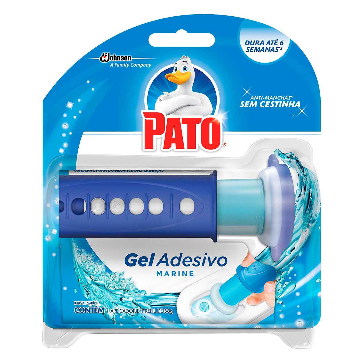 Desodorizador Sanitário Pato Gel Adesivo Aplicador + Refil Marine 1 unidade